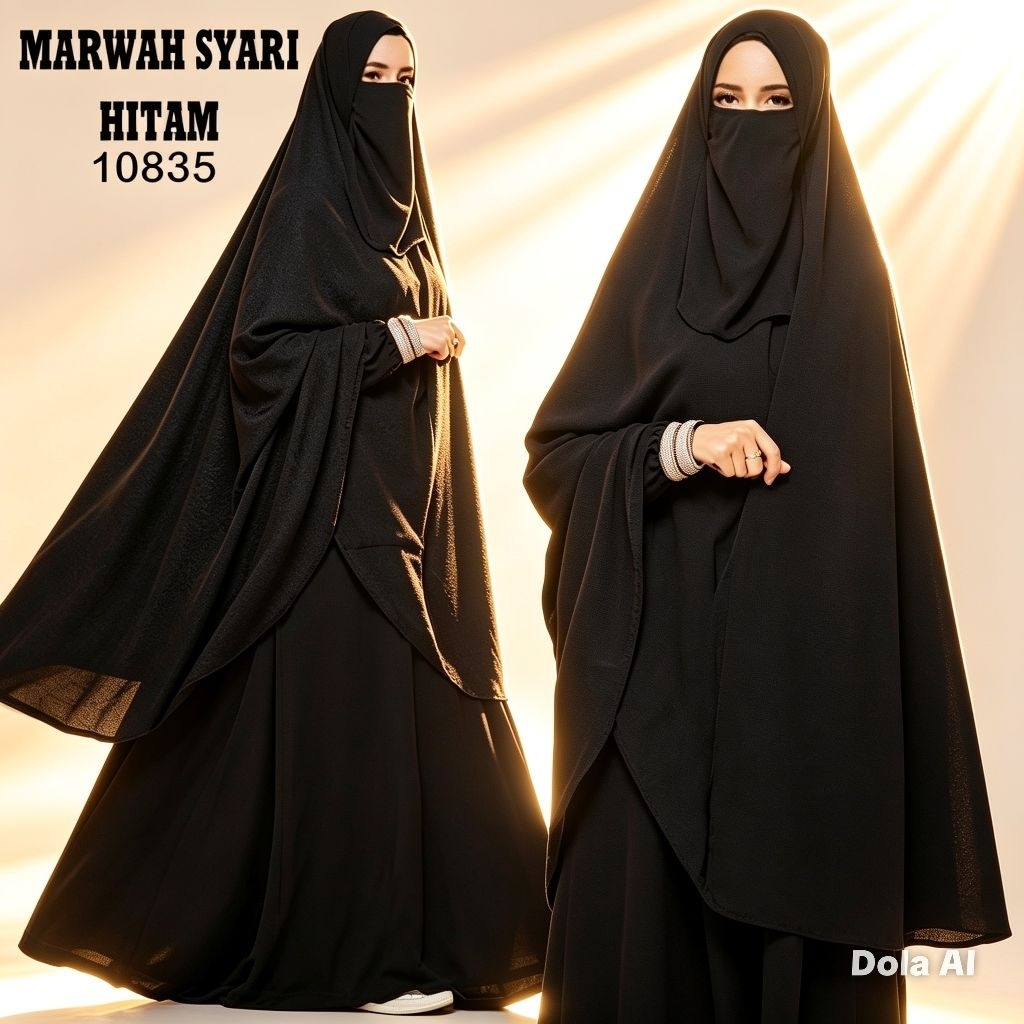 Gamis Marwah Syari Set Cadar /Gamis Syari Set Hijab/Gamis Set Cadar Jumbo/Gamis Set Hijab Jumbo/Baju