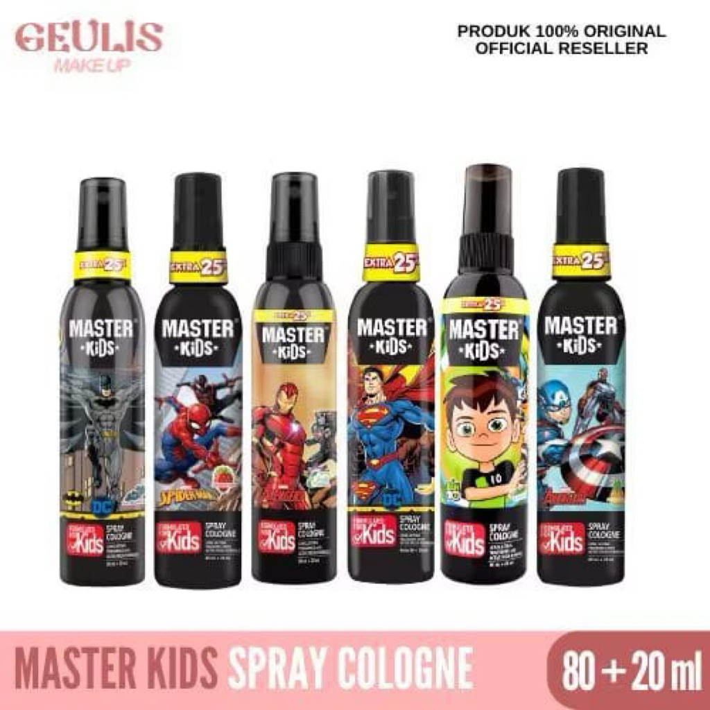 Master Kids Spray Cologne Botol 100ml - Parfum Anak Ironman Batman Ben10 Spiderman Superman Captain 