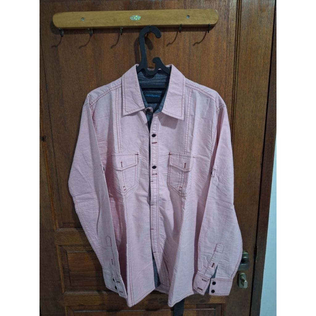 Kemeja Panjang Pria Contempo Pink Size L