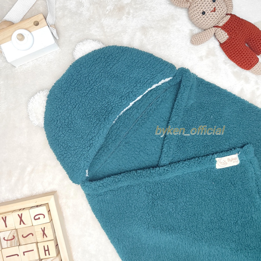 Byken - Selimut Bayi Topi Bulu Domba Sherpa/Koher Karakter Beruang Lucu