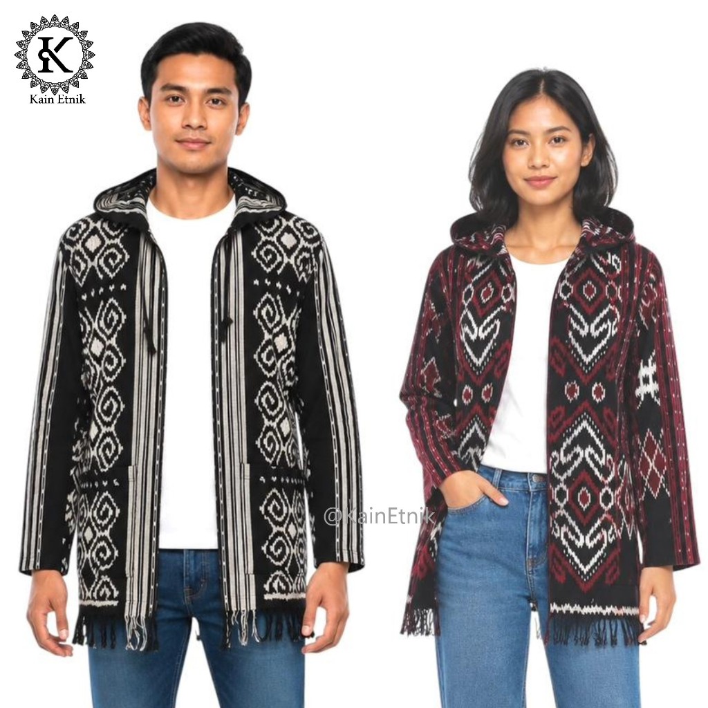 Hoodie Cardigan Tenun / Hoodie Tenun Etnik Pria Wanita - Kain Etnik