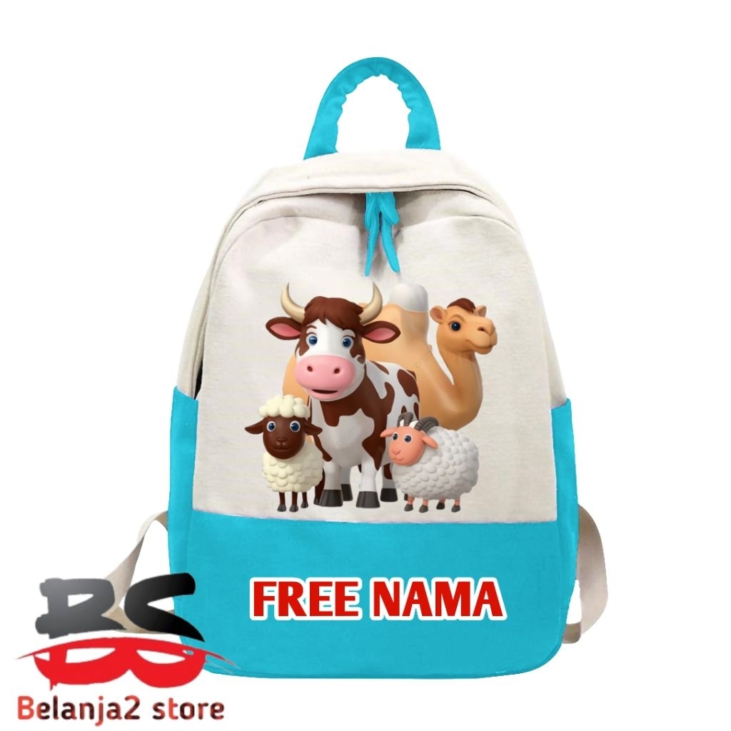 TAS ANAK RANSEL ANAK GAMBAR HEWAN SAPI UNTA KAMBING TAS UNISEX ANAK FREE NAMA