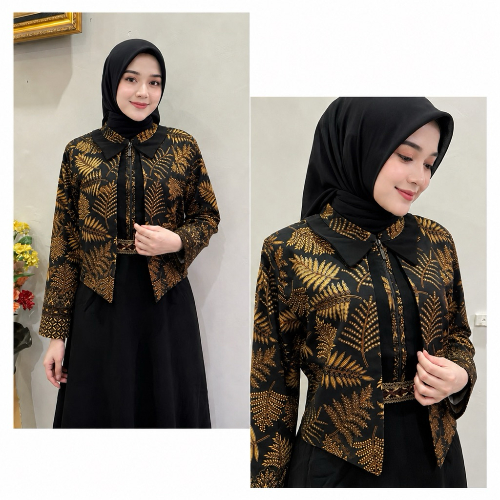 (COD) Gamis Batik Rompi / Gamis Batik Blezer / Bolero Batik / Batik Kenikian Muslimah Modern