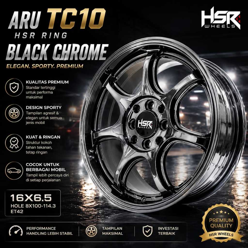 Velg hsr aru ring 16 lebar 6,5 lubang 8 untuk brio jazz sigra avanza xenia livina dll