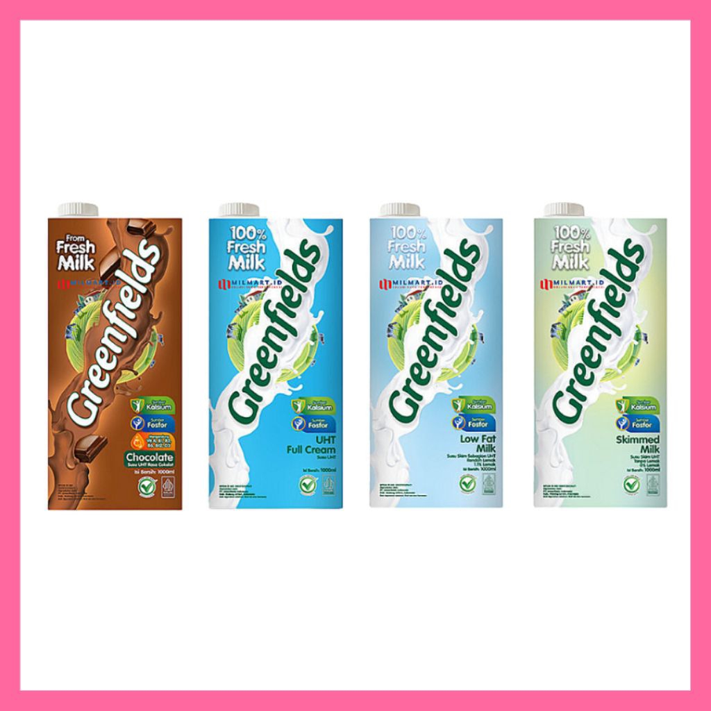 susu uht greenfields fresh milk vanila cokelat 950ml