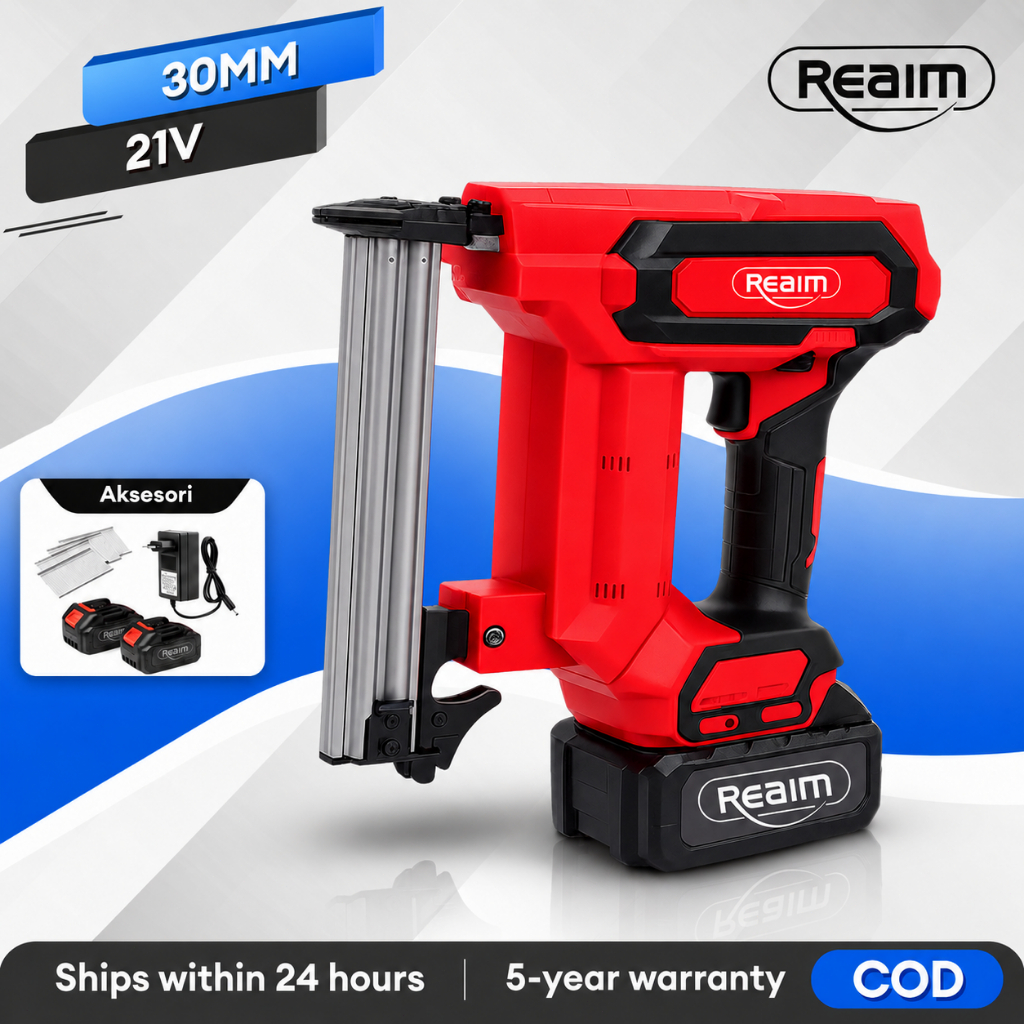 Reaim Mesin paku tembak Pneumatic Nailer Gun Tracker Air Nail Gun Nailer Alat Paku Tembak Stapler An