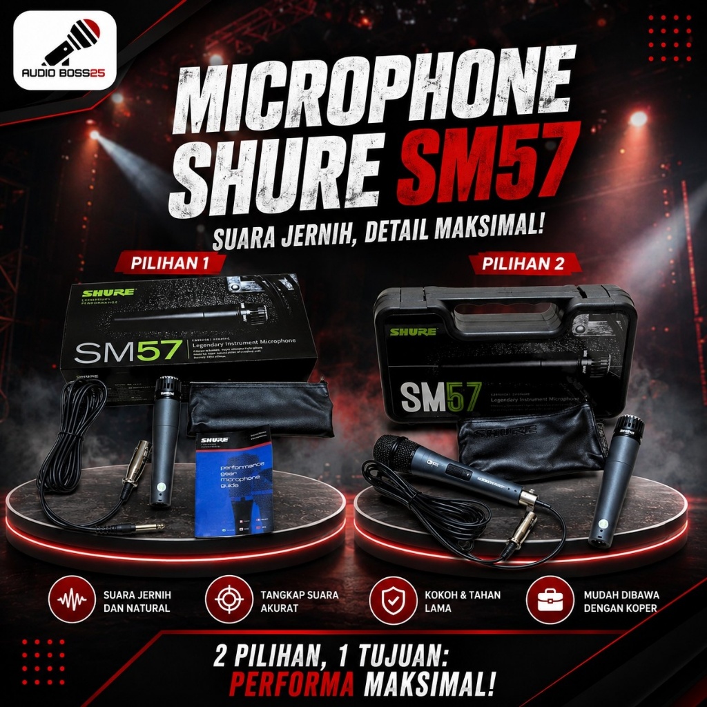 Audio Boss Mic Kabel SM 57 / Mic Instrumen Cable SM57 / Mic Vocal SM-57 / Mic Gendang SM - 57