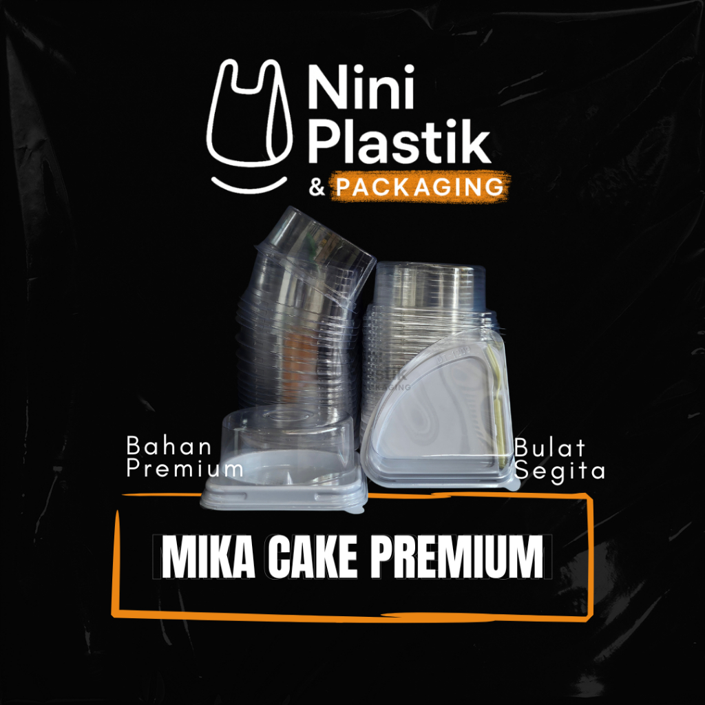 Mika Cake Premium Bulat Segitiga Plastik Mika Kue Dessert Box Puding Slice Cake Transparan
