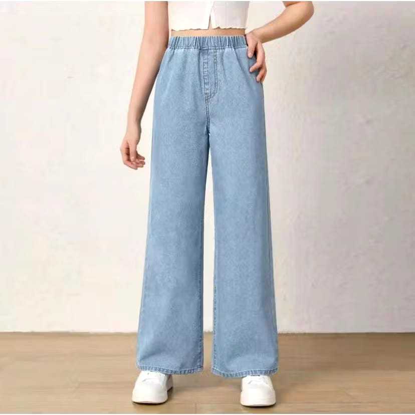 celana jeans wanita baggy jeans/jeans kulot pinggang karet melar/ jumbo/bisa sampai bb100kg