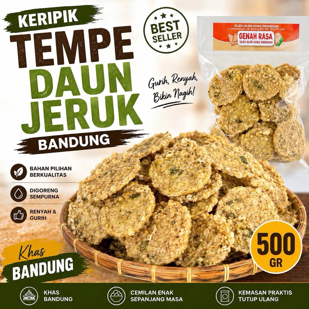 Keripik Tempe Daun Jeruk 500 g