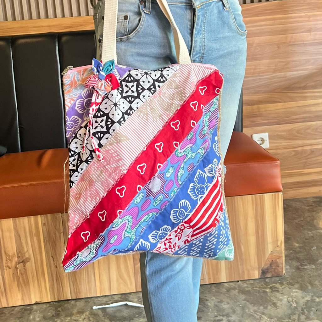 ABENNA CRAFT TAS BATIK PATCH BESAR GOODIE BAG TAS BATIK PREMIUM BAGUS FULL COLOURS