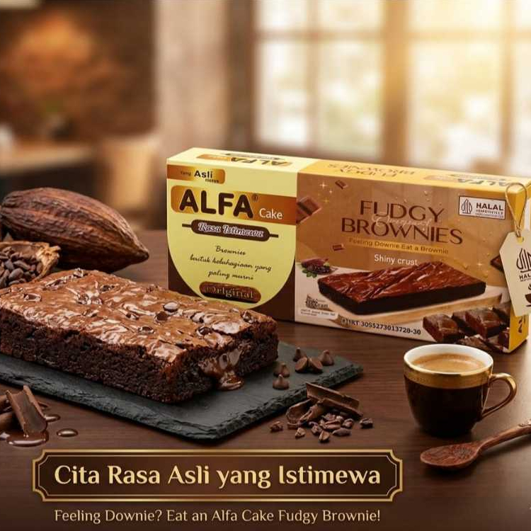 Kios Kita | Brownis Alfa  Bandung Instan Coklat Original Lembut Legit | Brownis Kukus | Premium Oleh