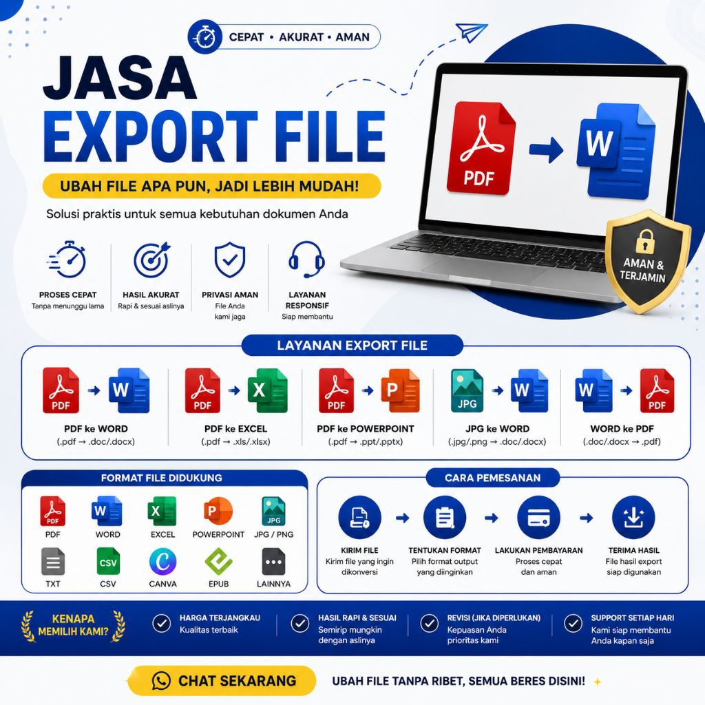 Jasa export file/jasa ubah file/word to pdf/pdf to word/excel to pdf