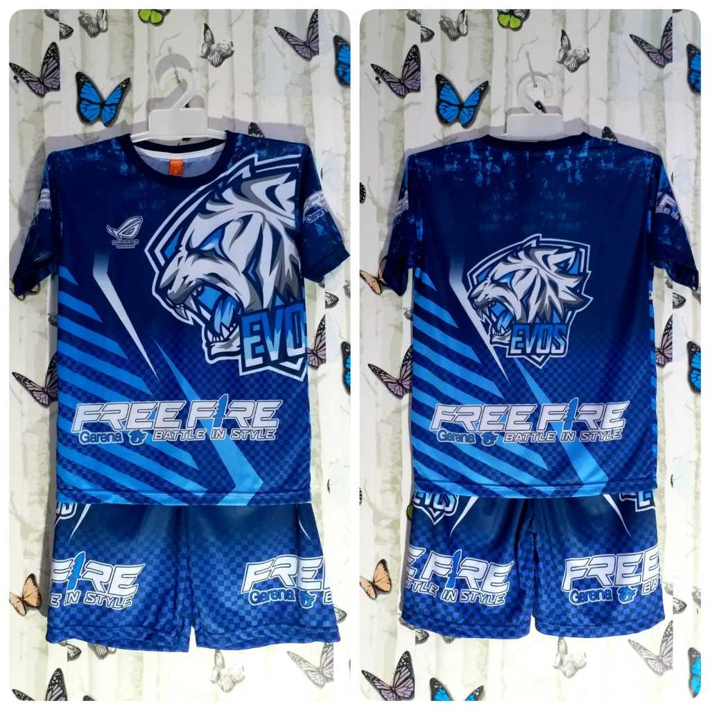 SETELAN JERSEY BAJU GAMING FREE FIRE EVOS | BAJU KAOS EVOS RRQ SETELAN ANAK 2-12THN | SETELAN KAOS D