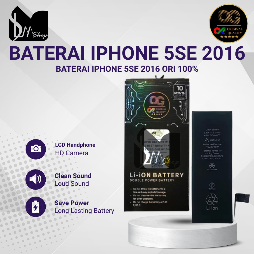 BATTERY | BATERAI | BATRE IPHONE 5SE 2016 ORI OG SUPER 100%
