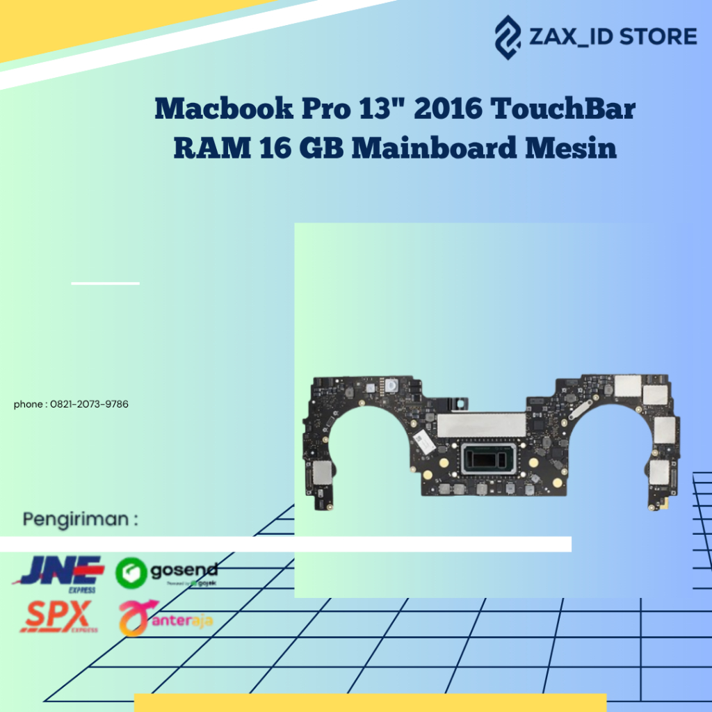 Logic Board A1706 - Macbook Pro 13" 2016 2017 TouchBar RAM 16 GB Mainboard Mesin