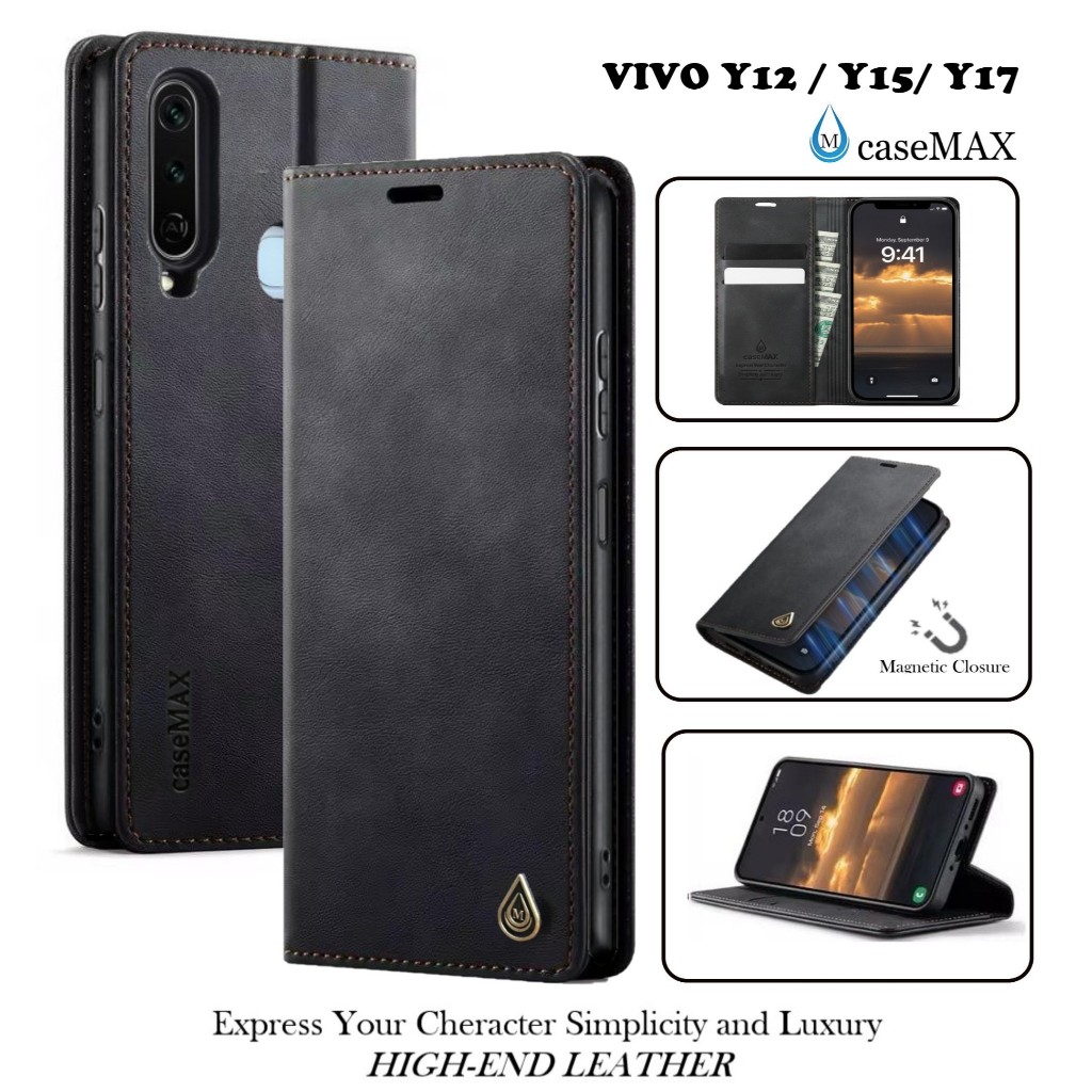 VIVO Y17 Y15 Y12 FLIP LEATHER CASE PREMIUM-FLIP WALLET CASE UNTUK UNTUK Y12 Y15 Y17