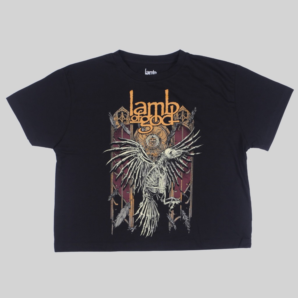 GIRL CROP TEE - LAMB OF GOD - CROW | Kaos Band Reguler Original Merchandise