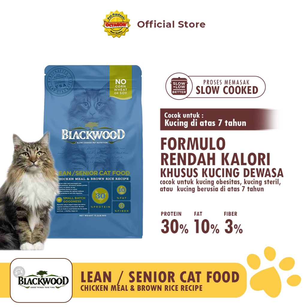 BLACKWOOD CAT FOOD LEAN SENIOR CHICKEN MEAL & BROWN RICE | Makanan Kucing Senior
