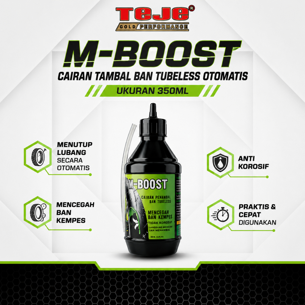 M-BOOST Cairan Tambal Ban Tubeless 350ML Premium Original Anti Karat untuk Motor Mobil