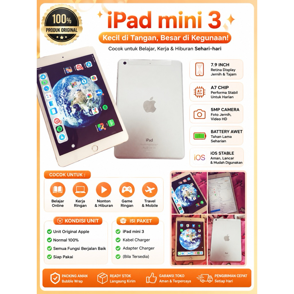 iPad mini 3 wifi 64gb SECOND RESMI INDO