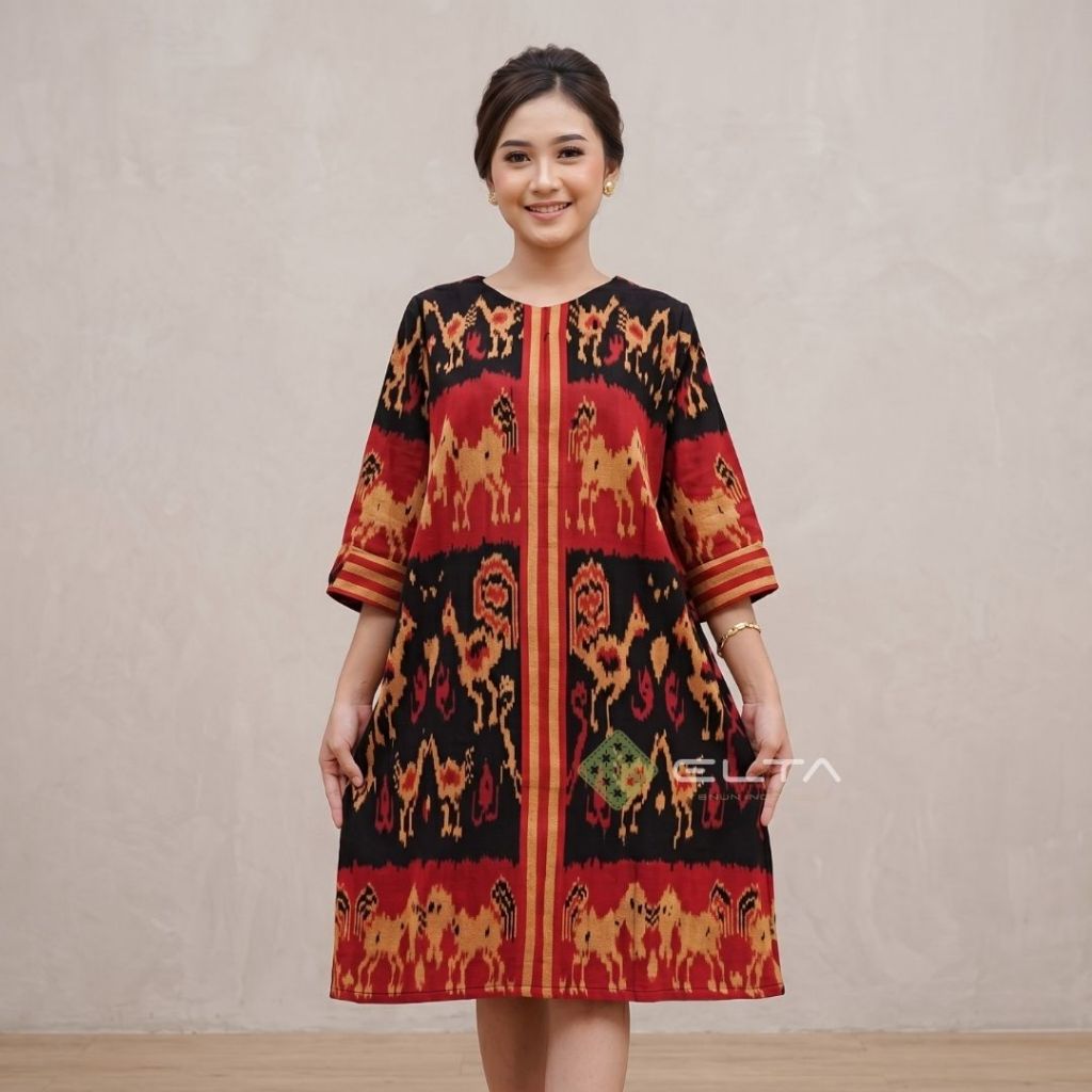 Dress tunik etnik tenun motive sumba