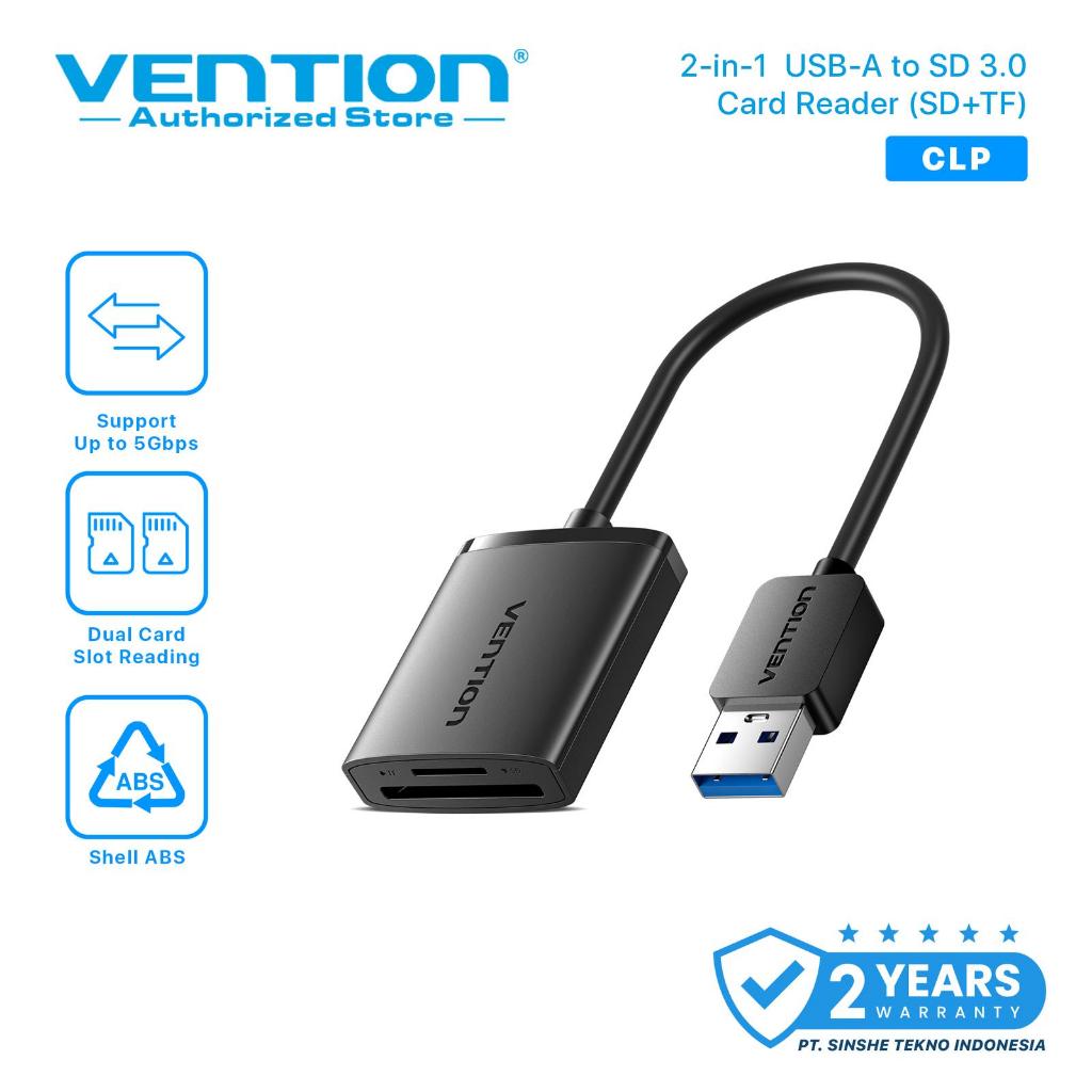 Vention USB Card Reader SD TF Micro SD USB 3.0 2in1 Dual Slot Cepat Support 2TB Plug & Play CLP