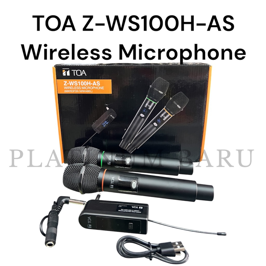 TOA Z-WS100H-AS Wireless Microphone Dual Mic | Mic Wireless Karoke Rechargeable Suara Jernih | TOA Z