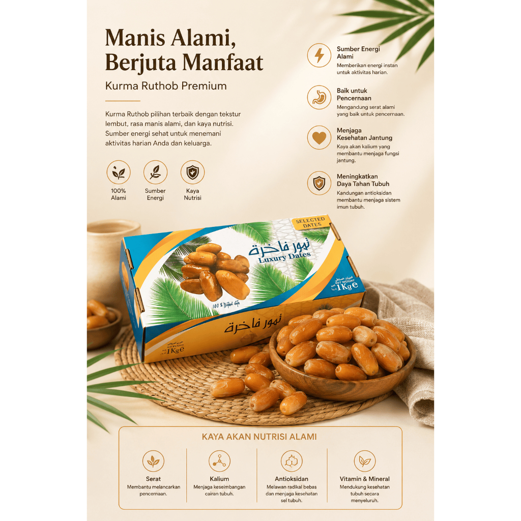 Kurma Ruthob Luxury Dates Kurma Muda Fresh 1kg Kurma Libya Original
