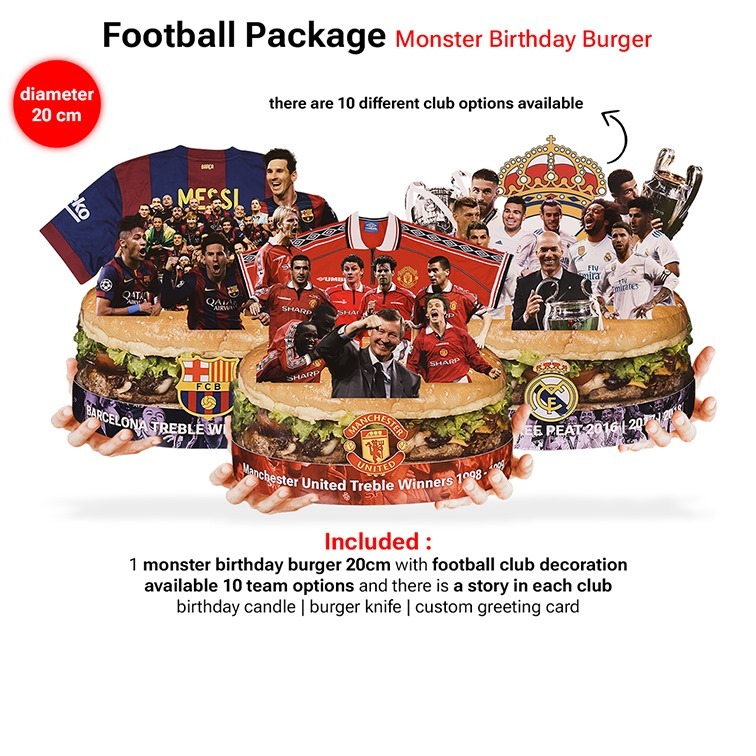 Football Monster Birthday Burger 20cm (Birthday Cake Aesthetic)