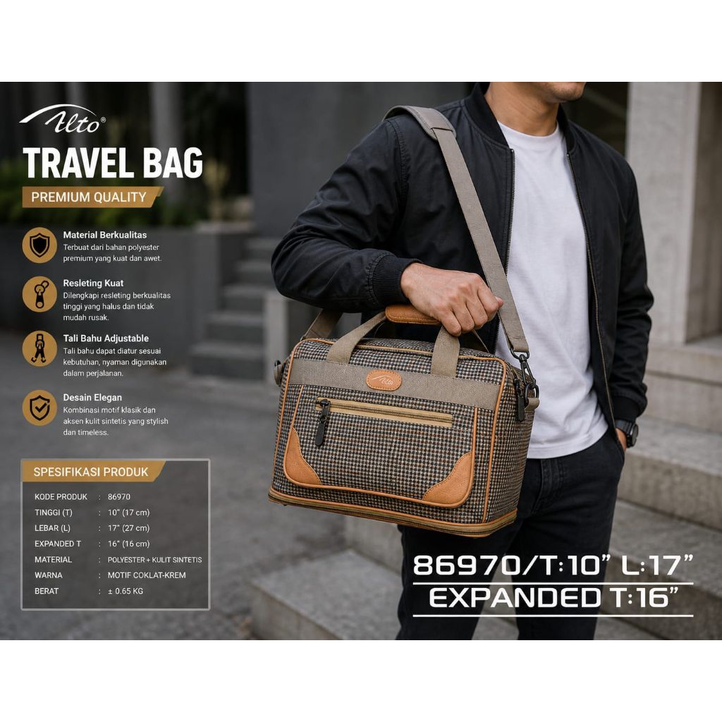 Travel Bag Alto Premium – Tas Traveling Besar Expandable Stylish Multifungsi Pria & Wanita