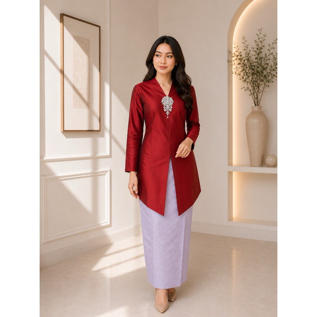 Elorisse - Blues Atasan Kebaya Tunik Encim Katun Toyobo Simple Mewah Elegan
