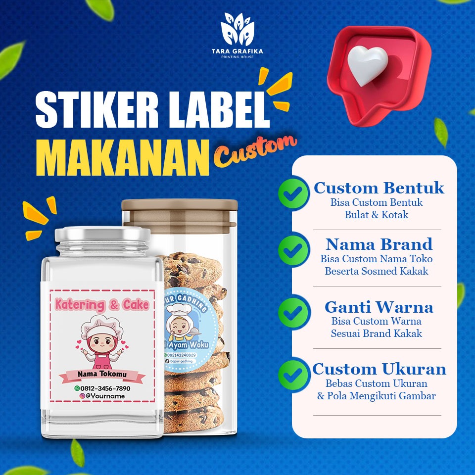 [1HARI JADI] Stiker Label Makanan / Cetak Stiker Bulat Kotak Custom Logo Makanan / Label Kemasan