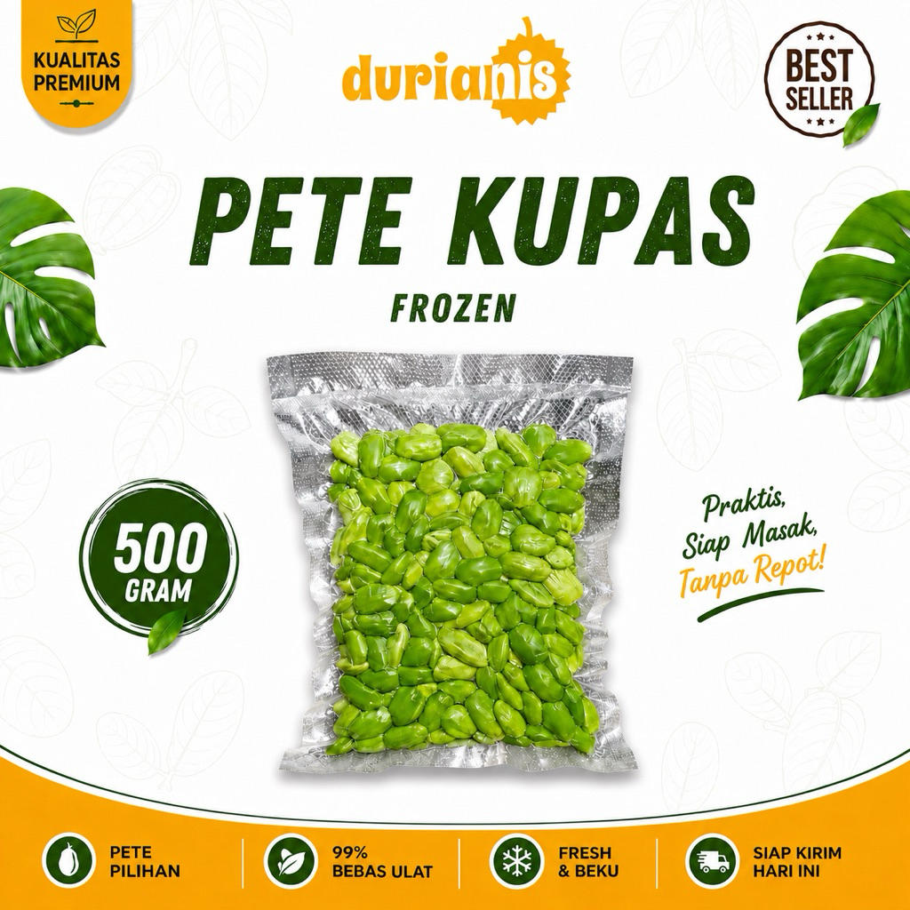 Pete Kupas premium 500 gram / pete kupas frozen pete bebas ulat pete sortir
