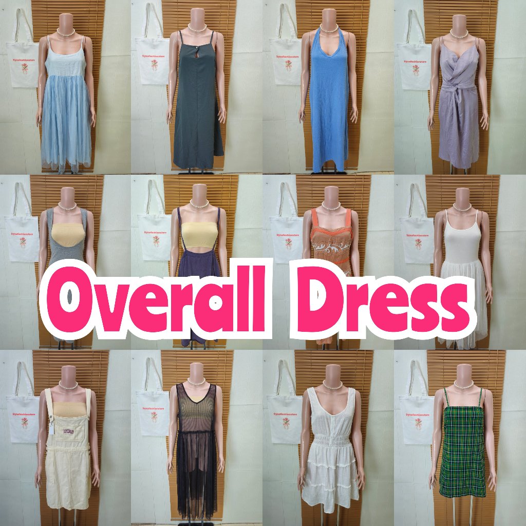 Overall Dress / OL / tali satu inner /kutungan / dress tanpa lengan