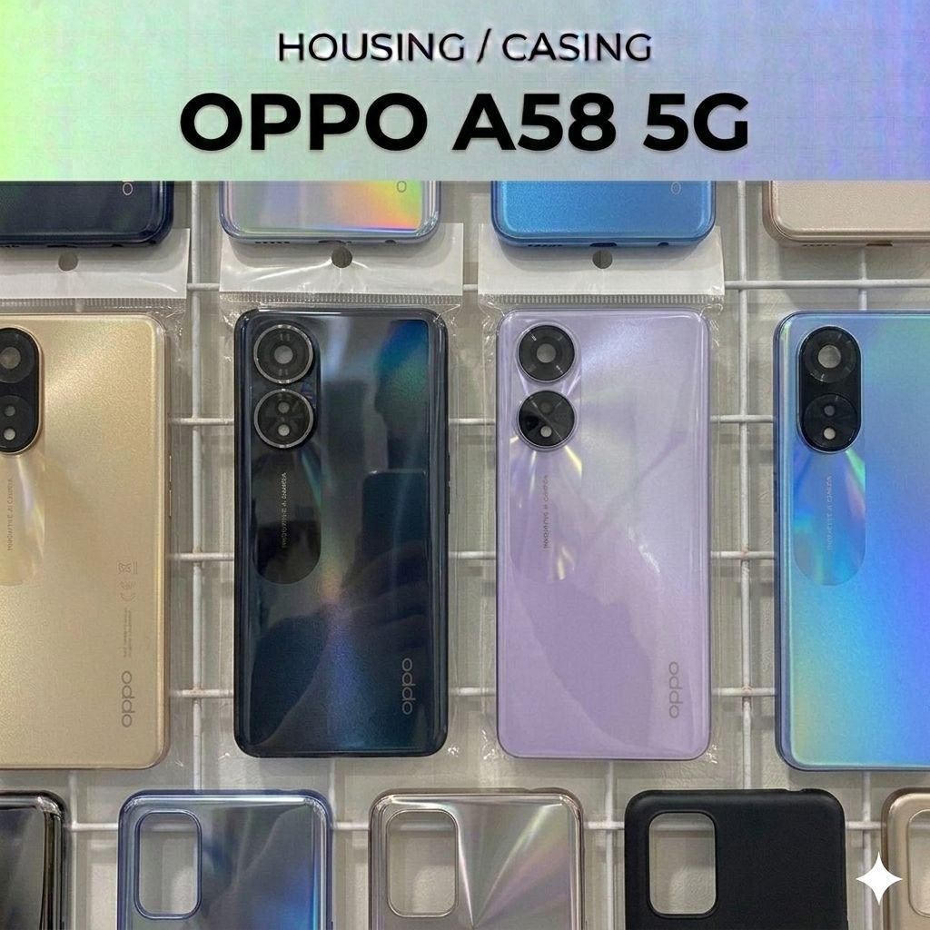 Casing Housing Body Oppo A58 5G FULLSET Backdoor + Bezel Tulang HP