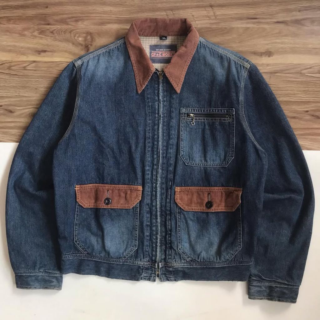 Jaket Vintage 80s CP*C WORKS SANFORIZED DENIM BOXY WORK JACKET WITH ZIPPER