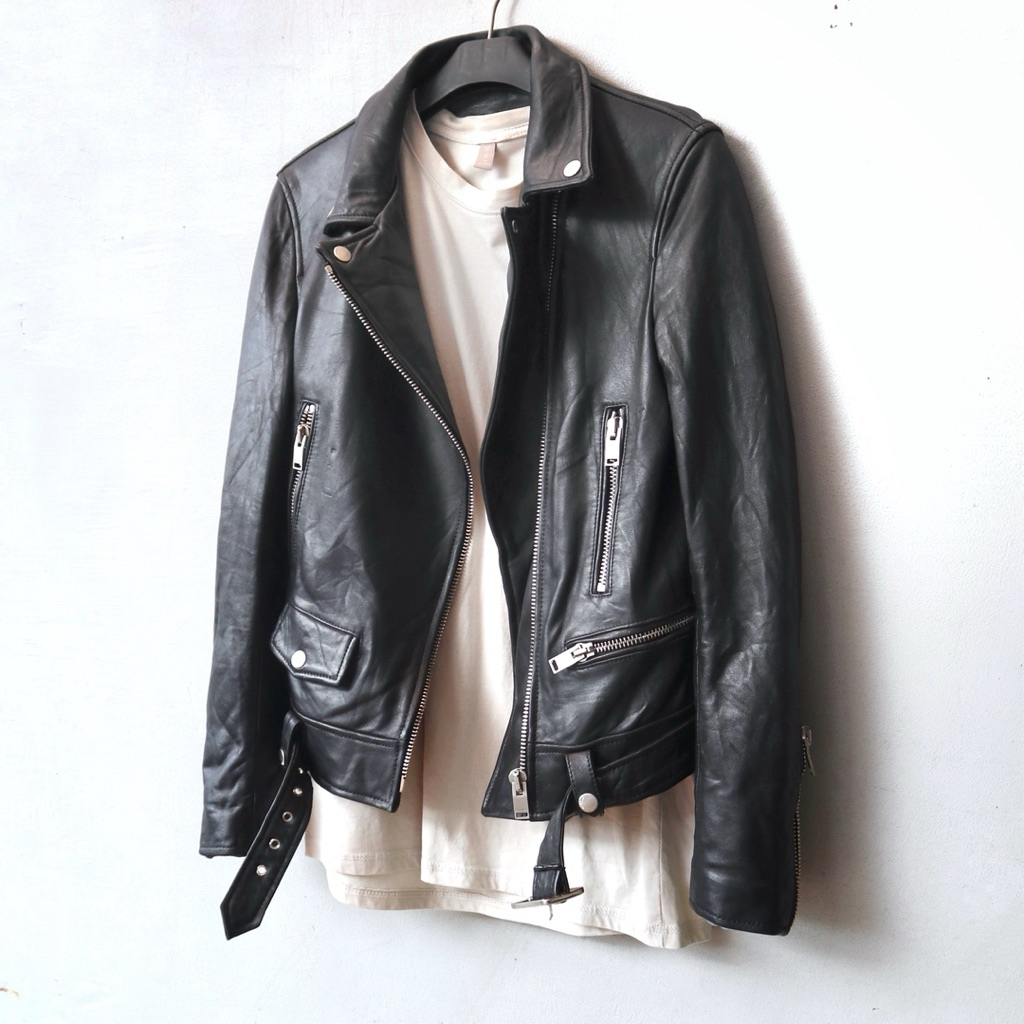Saint laurent ukuran S kulit domba biker unisex ramones rider cewek cowok ysl jaket motor rocker pun