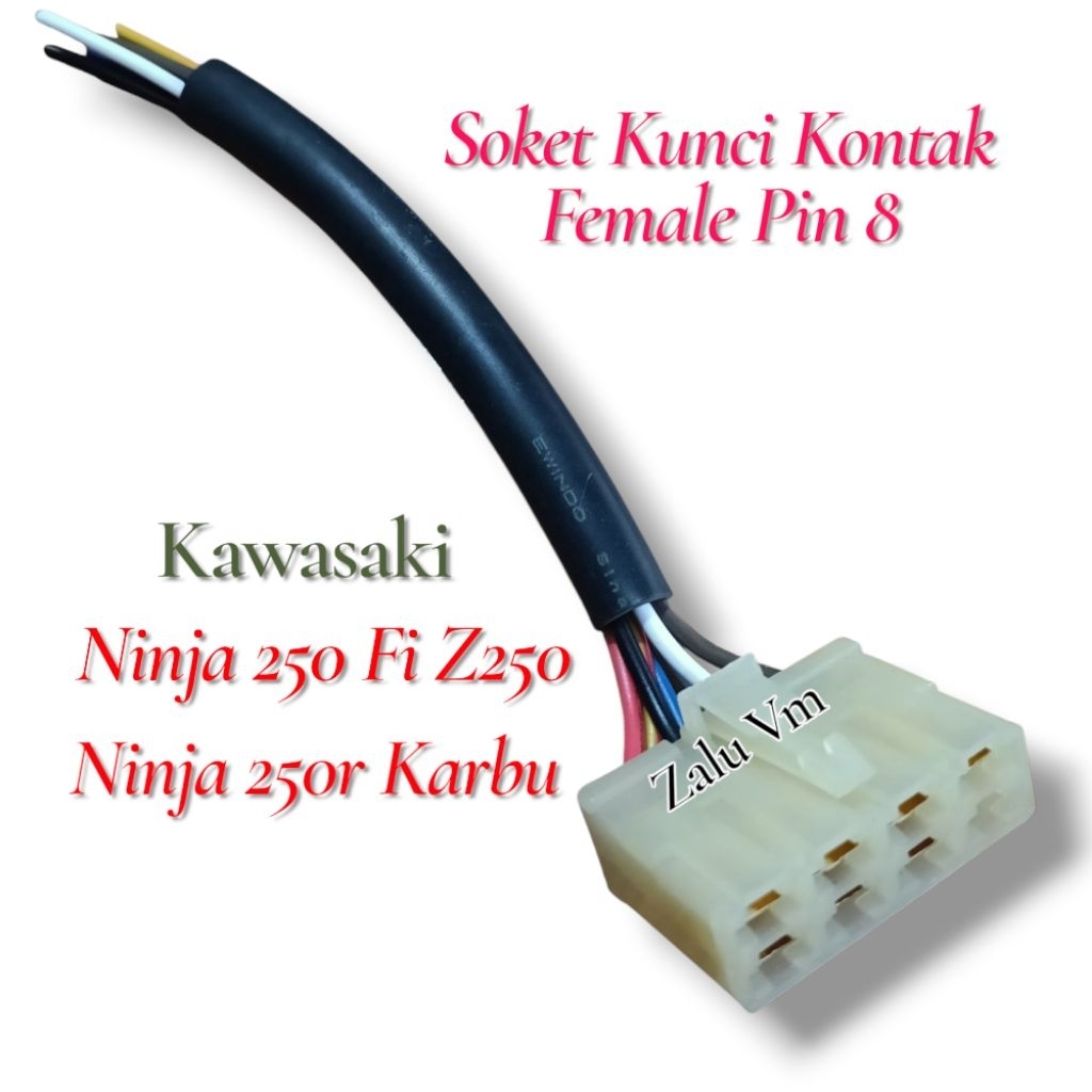 soket kunci kontak Kawasaki ninja 250 fi z250 ninja 250r karbu female soket kabel sambungan kunci ko