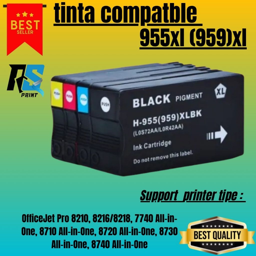 TINTA CATRIDGE COMPATIBLE HP 955XL (959XL) Printer Tipe :OfficeJet Pro 8210, 8216/8218, 7740 All-in-