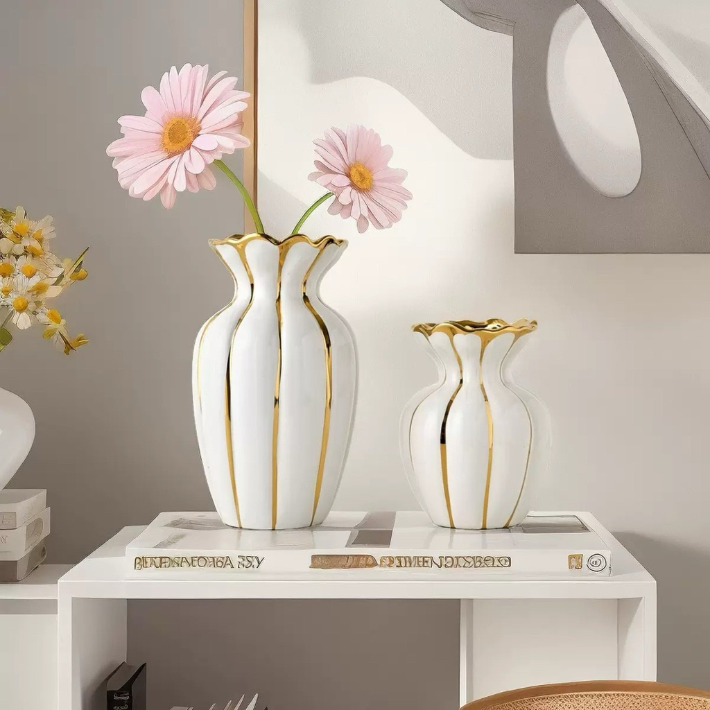 Vas Bunga Keramik Shella Luxury style / Vas bunga Unik / Vas bunga mewah