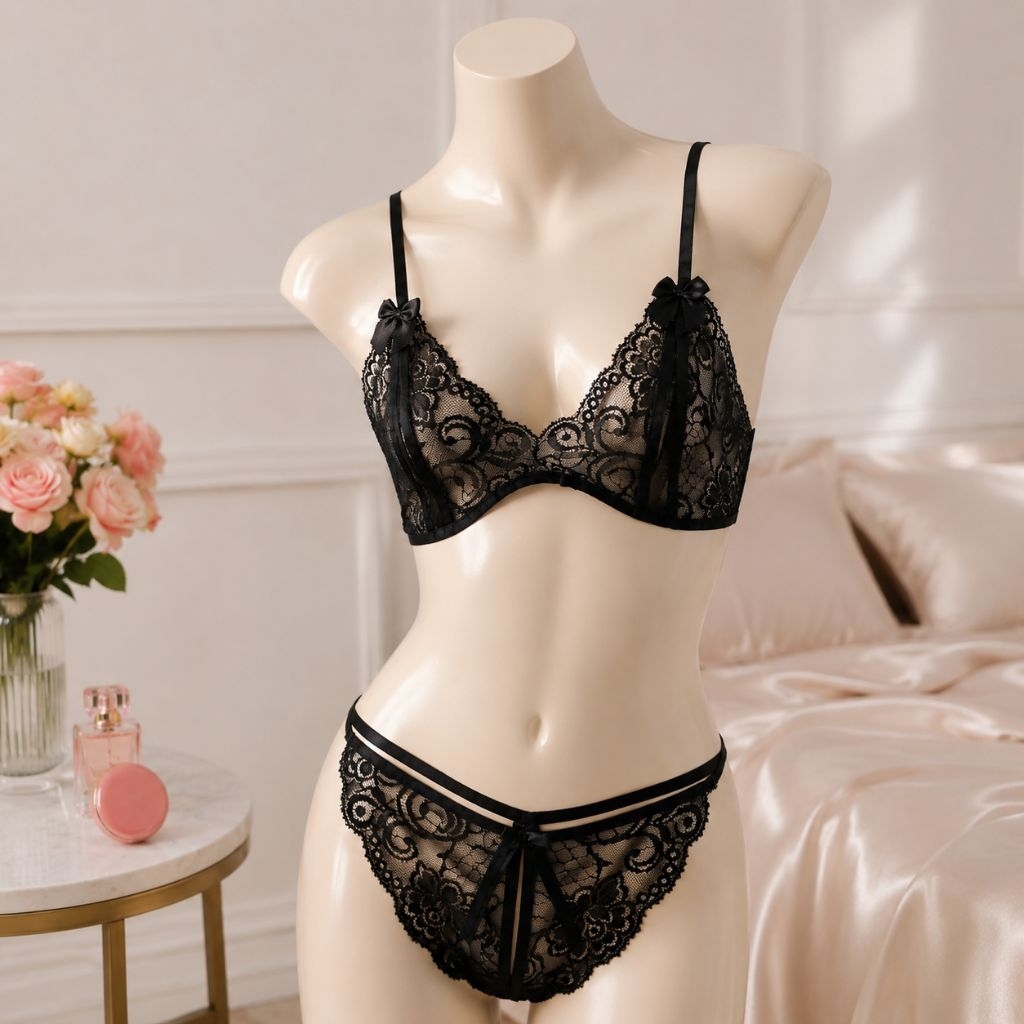 (JUMBO) Set bra + G string Korea Style Renda Pita