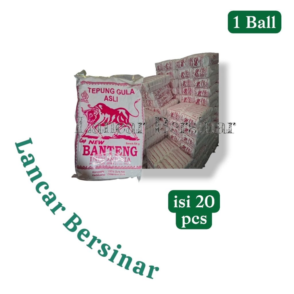 Tepung Gula Asli Cap Banteng Gula bubuk cap banteng 500gr 1ball isi 20pcs