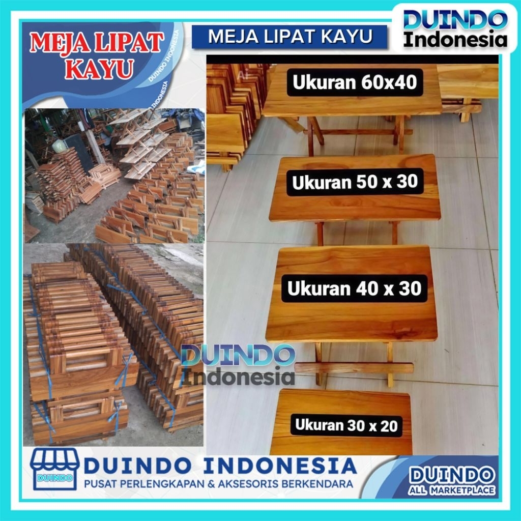 Duindo - Tiang Bendera & Meja Lipat Belajar Bahan Kayu 30x40
