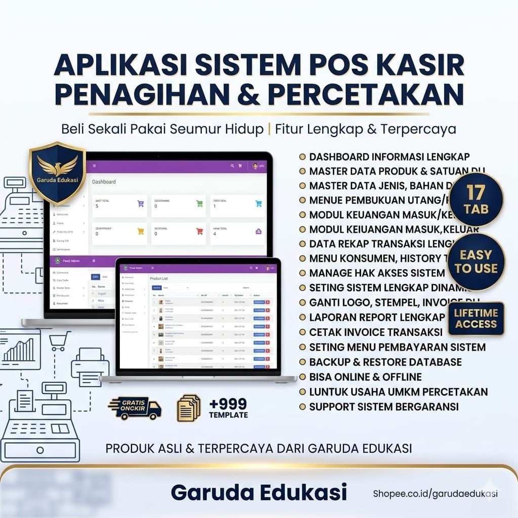 POS PERCETAKAN | APLIKASI KASIR PERCETAKAN LENGKAP GARANSI SEUMUR HIDUP SIAP PAKAI