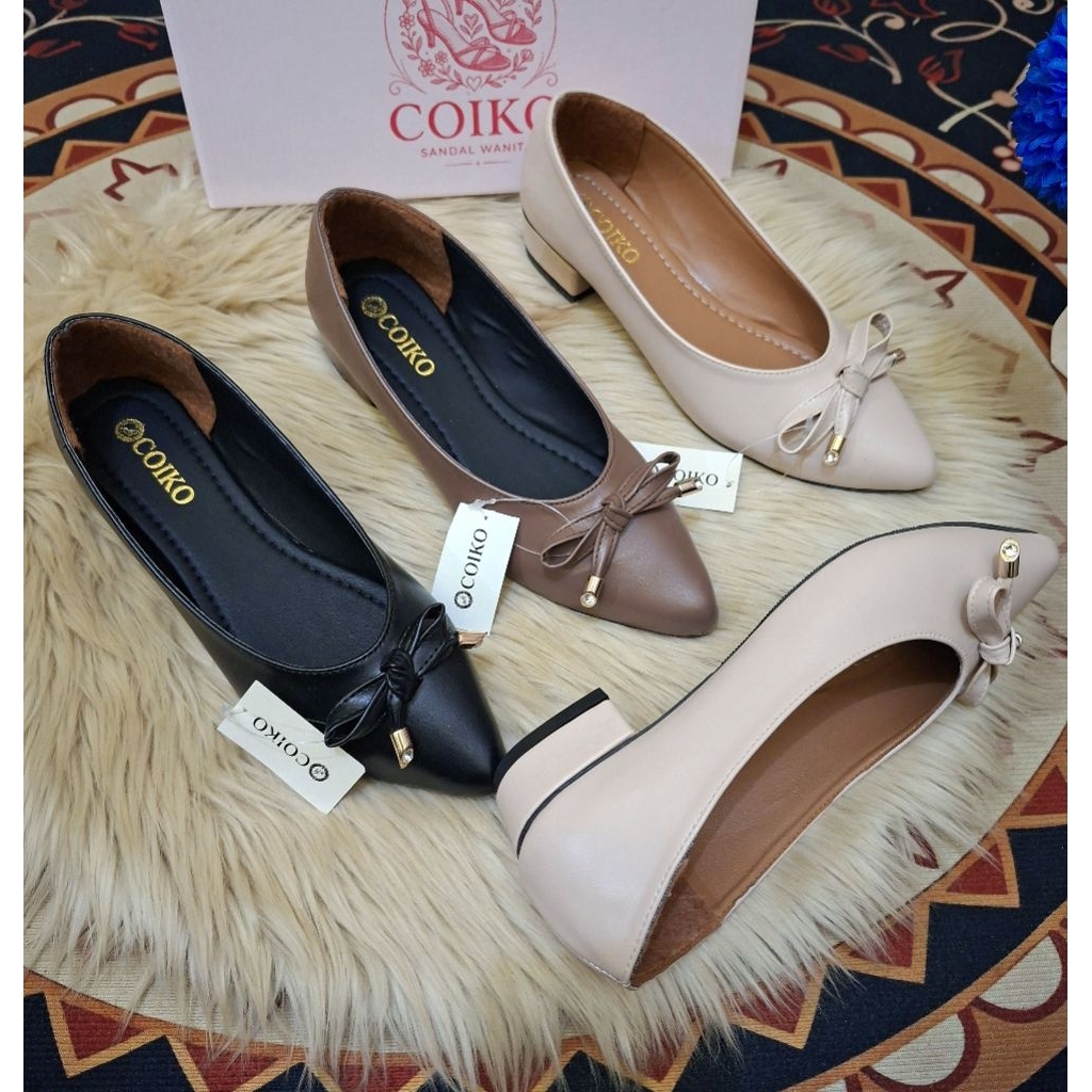 Sepatu Kerja Pantofel Hak Tahu 3cm Pita Cantik COIKO
