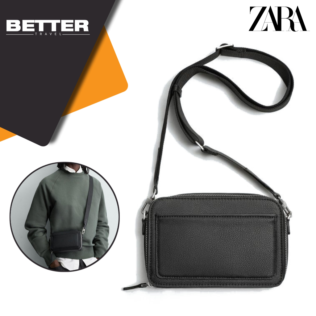 ZARA tas selempang pria kasual formal crossbody bag sling bag