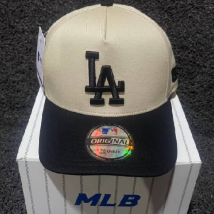TOPI BASEBALL MLB LA SIMPLE ORIGINAL CREAM BLACK CAPS / TOPI BEST SELLER BISA COD / TOPI PRIA WANITA