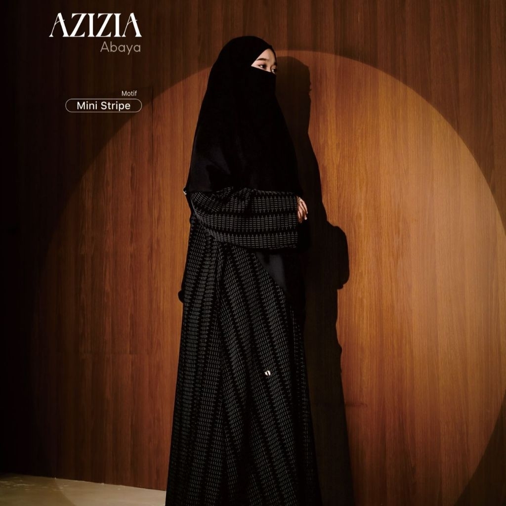 NAMERA - Azizia Abaya Hitam Haji Umroh Motif Garis | Abaya Black Series