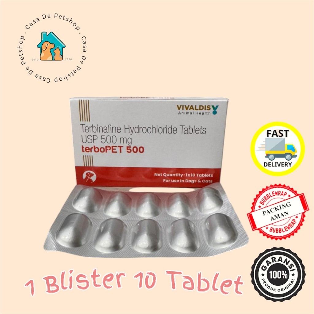 Vivaldis TerboPET 500 Obat Jamur Anjing Kucing  - Atasi Kurap Gatal Jamur Kulit merah - 1 Kotak 10 T